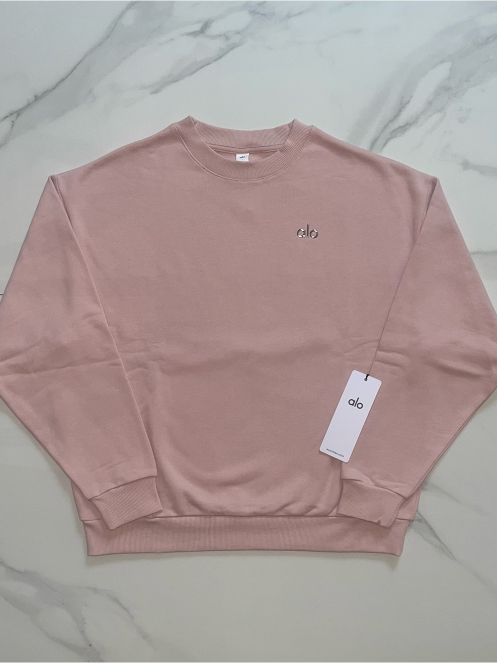 Alo Yoga Pullover Accolade Logo Crewneck Pink Quartz Size Large